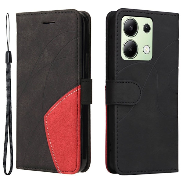 Tekstureret Xiaomi Redmi Note 13 læderetui med rem - Sort Black