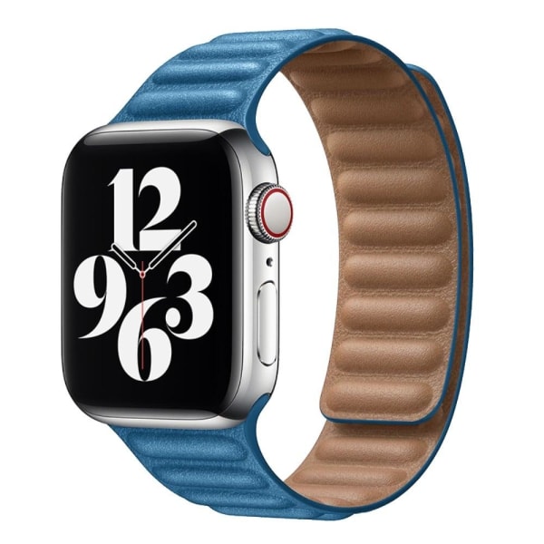 Urrem i ægte læder til Apple Watch Series 8 (41mm) - Krysantemum Orkidé Blue