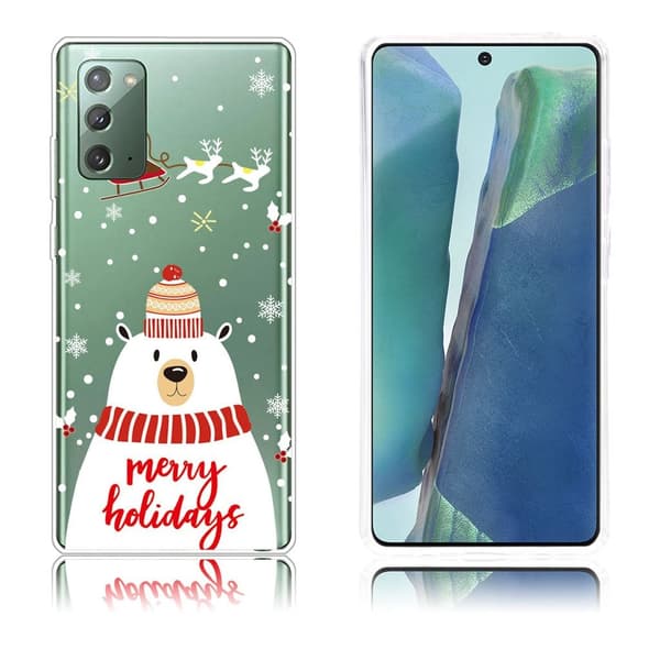 Juletaske til Samsung Galaxy Note 20 - Isbjørn Med Halstørklæde White