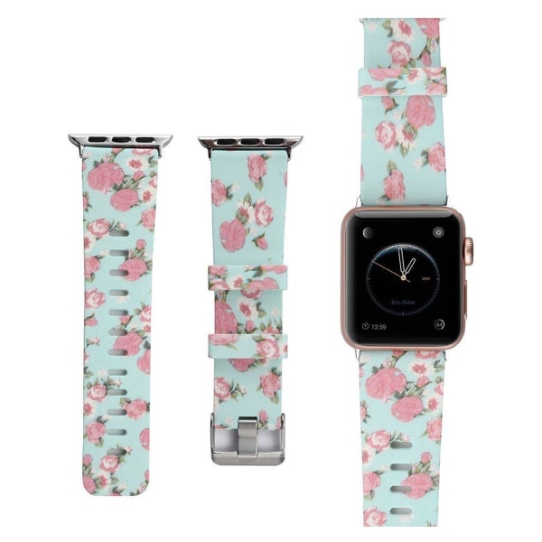 Apple Watch 38mm erstatnings urrem i silikone med blomster mønster - Stil C Multicolor