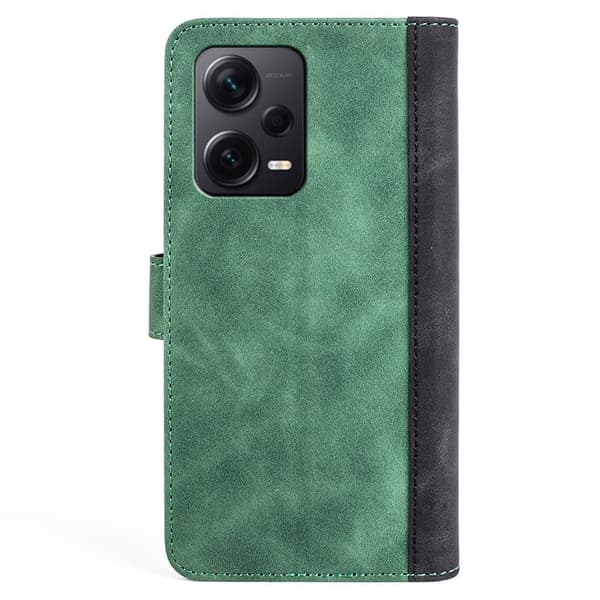 Kaksivärinen nahkainen läppäkotelo Xiaomi Redmi Note 12 Pro Plus - Vihreä Green