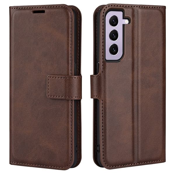 Hållbart konstläder Samsung Galaxy S23 fodral med plånbok - Brun Brun