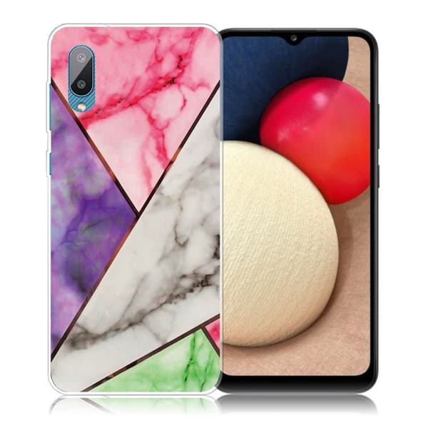 Marble Samsung Galaxy M02 / A02 Etui - Lilla / Rose / Hvid / Grøn Multicolor