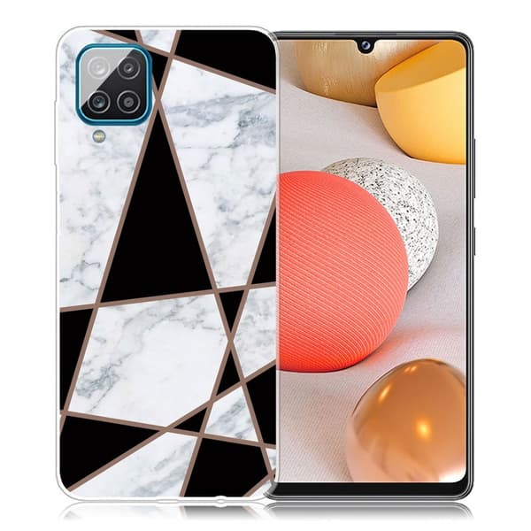 Marble Samsung Galaxy A42 5G Etui - Fragment Black og Hvit Klinkekule Multicolor
