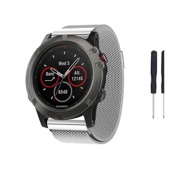 Garmin Fenix 5X ur-armbåndsrem i stainless stål med magnetisk lu Silver grey