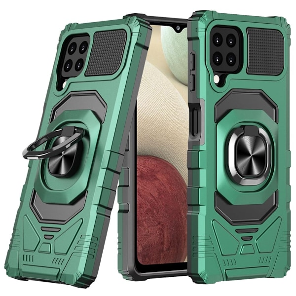 Slidstærkt cover i hård plast med blød inderside og kickstand til Samsung Galaxy A12 5G - Midnatsgrøn Green