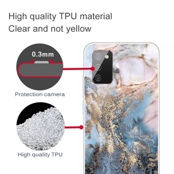 Marble Samsung Galaxy A02s Etui - Blålig guldmarmor Blue