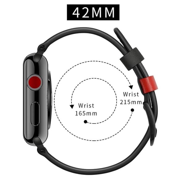 Apple Watch Series 5 44mm stitches ægte læder Urrem - Sort Black