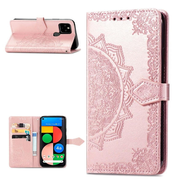 Mandala Google Pixel 5a Flip Etui - Rødguld Pink