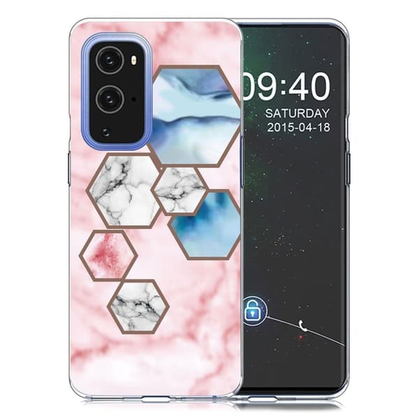 Marble design OnePlus 9 Pro cover - Sekskantet Fragmentmarmor Multicolor
