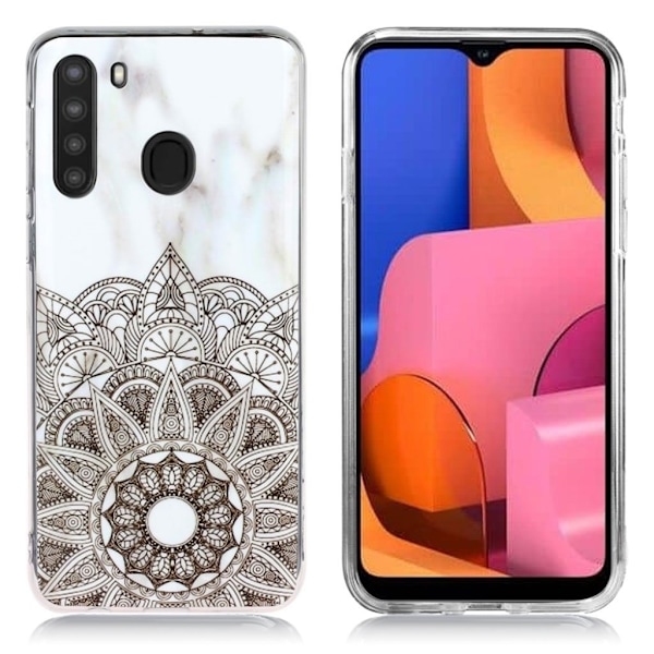 Marmormotiv Samsung Galaxy A21 skal - Grå Tribalmarmor Svart