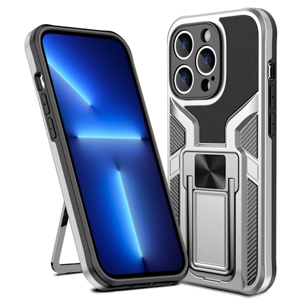 Shockproof Hybrid Deksel med Kickstand til iPhone 14 Pro - Sølv Silver grey