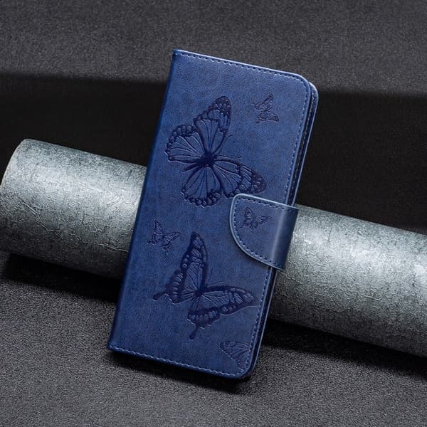 Butterfly iPhone 16 Pro nahkakotelo - Sininen Blue