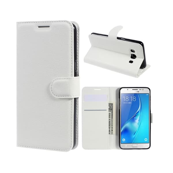 Mankell læder-etui med litchi overflade til Samsung Galaxy J5 (2016) - Hvid White