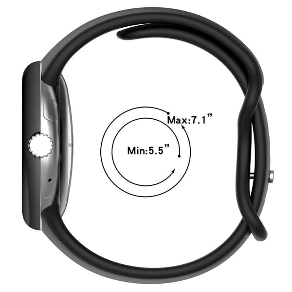 Google Pixel Watch 3 45 mm udskiftningsrem 8-formet silikoneurrem med sølvspænde, størrelse S - Sort Black