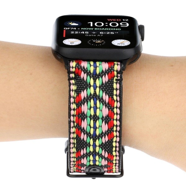 Apple Watch Series 6 / 5 44mm ethnic äkta läder klockarmband - röd Röd