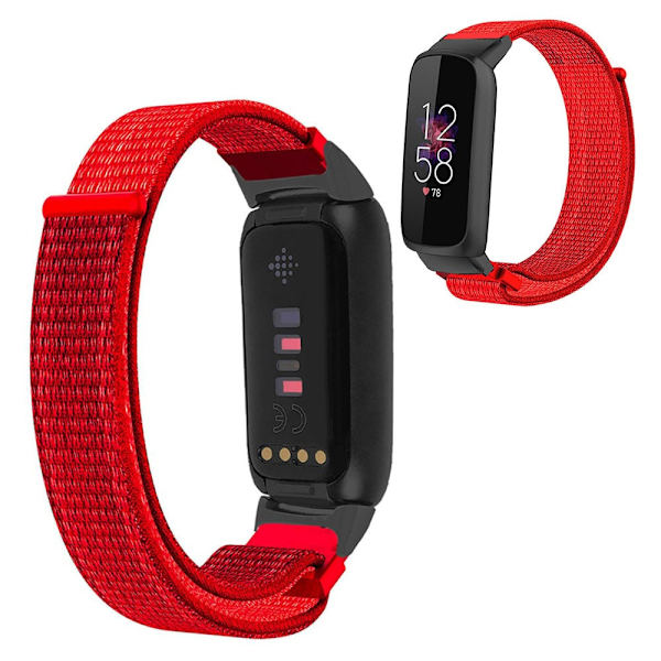 14 mm Fitbit Luxe nylon loop-klokkerem - Rød Red