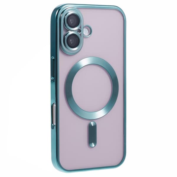 iPhone 16 Plus Magnetfodral Galvaniserad ram Flexibelt telefonskydd med linsfilm - Ljusgrön Grön