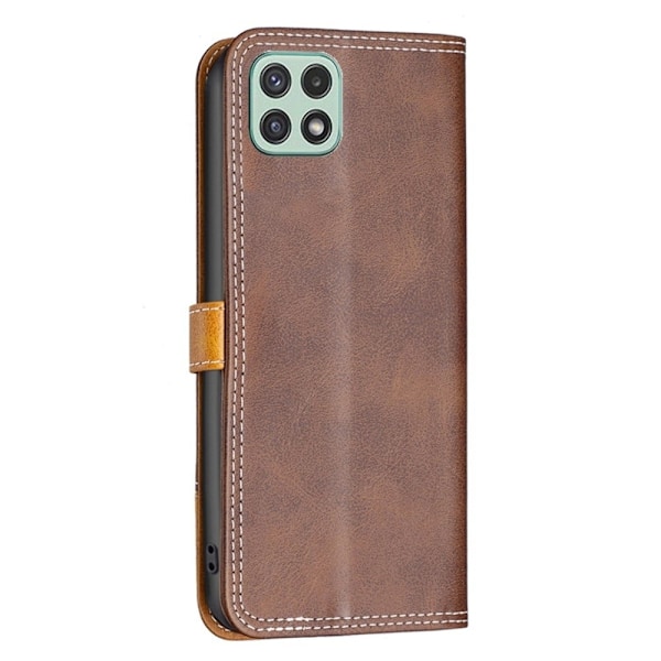 BINFEN to-farvet Samsung Galaxy A22 5G læderetui - Brun Brown