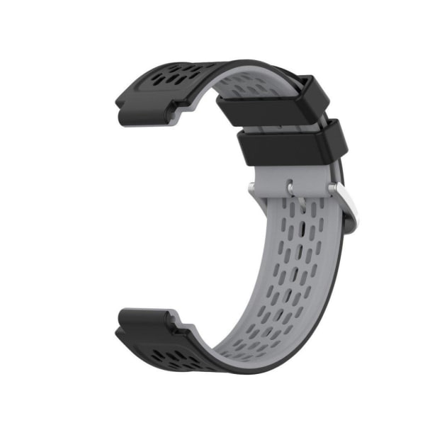 24 mm dobbeltlags silikoneurrem til Garmin Forerunner-enhed - Sort / Grå Black