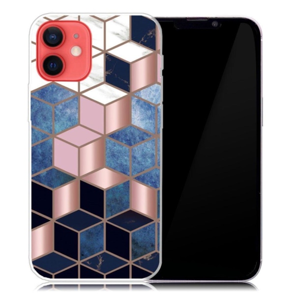 Marble iPhone 13 Mini Suojakotelo - Sininen / Kulta Cube Multicolor