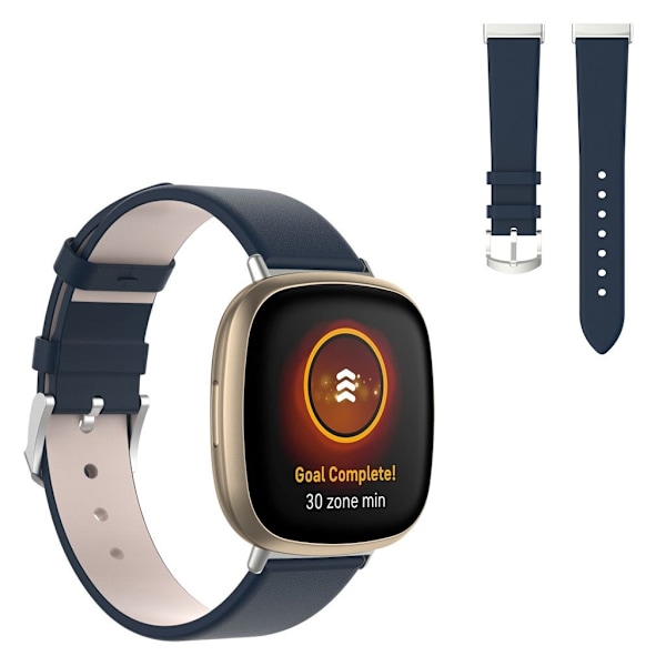 Fitbit Versa 3 / Sense hållbar läder klockarmband - blå Blå