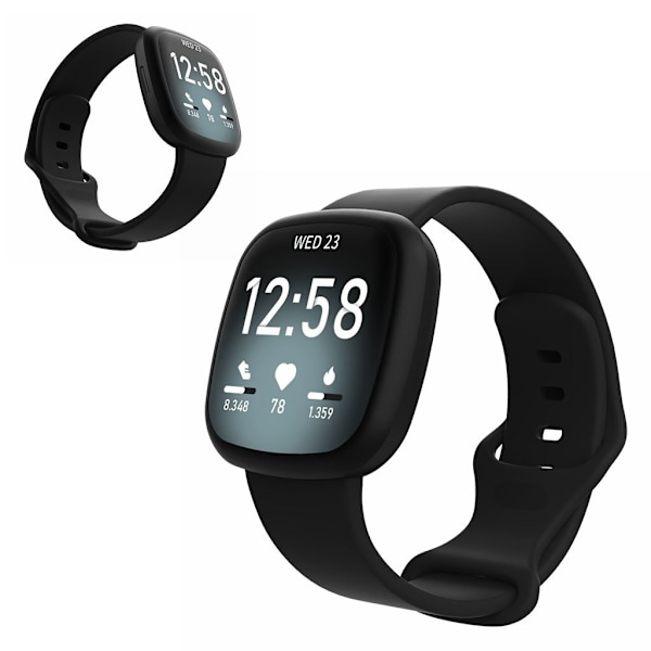 Fitbit Versa 3 / Sense silikon klockarmband - svart Size: L Svart