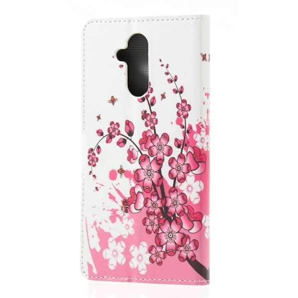 Huawei Mate 20 Lite mobiletui i kunstlæder med smukt printet mønster - Lyserød blomstertræ Pink