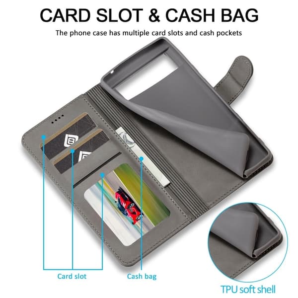 LC.IMEEKE Google Pixel 8 Pro Flip Etui - Grå Silver grey