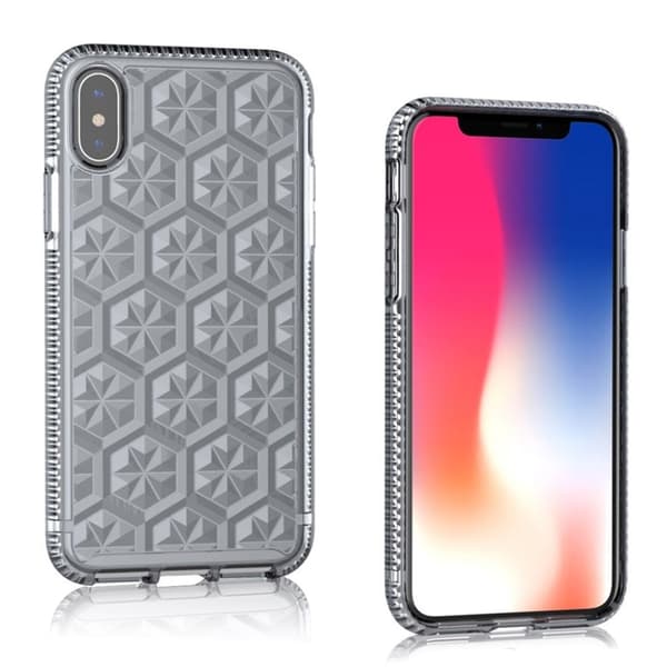 iPhone X beskytter dekslet af hybridmateriale med 3D kube mønster - Rosa Silver grey
