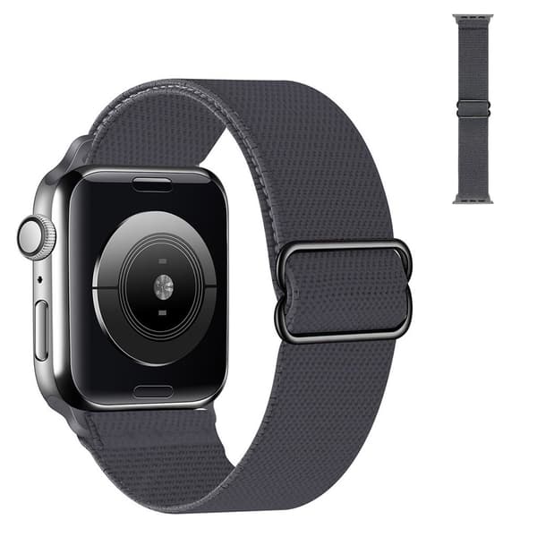 Apple Watch 40 mm justerbart klockarmband i nylon - Mörkgrå Silvergrå