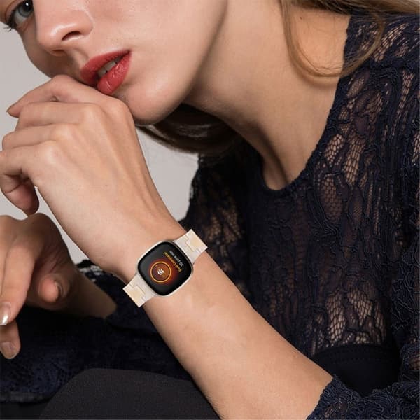 Fitbit Sense / Versa 3 klokkerem med harpiksperler - Fluorescerende Hvit White