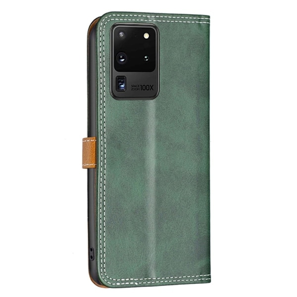 BINFEN tvåfärgat läder Samsung Galaxy S20 Ultra fodral - Grön Grön