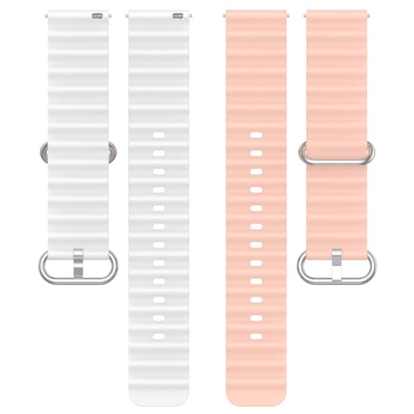 22 mm universal tofarget klokkerem i silikon - Rosa / Hvit Pink