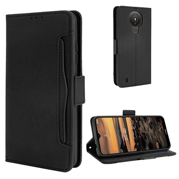 Modern-styled Læder Pung Etui til Nokia 1.4 - Sort Black