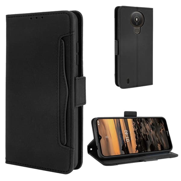 Modern-styled Lær Lommebok Etui til Nokia 1.4 - Svart Black