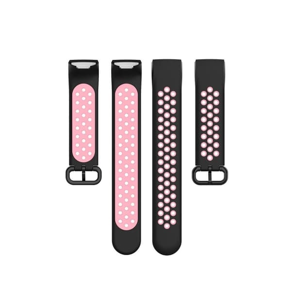 Fitbit Charge 3 / 4 tofarvet silikone urrem - Sort / Pink Black