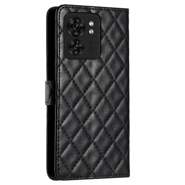 Funktionelt Motorola Edge 40 rombe etui med pung - Sort Black
