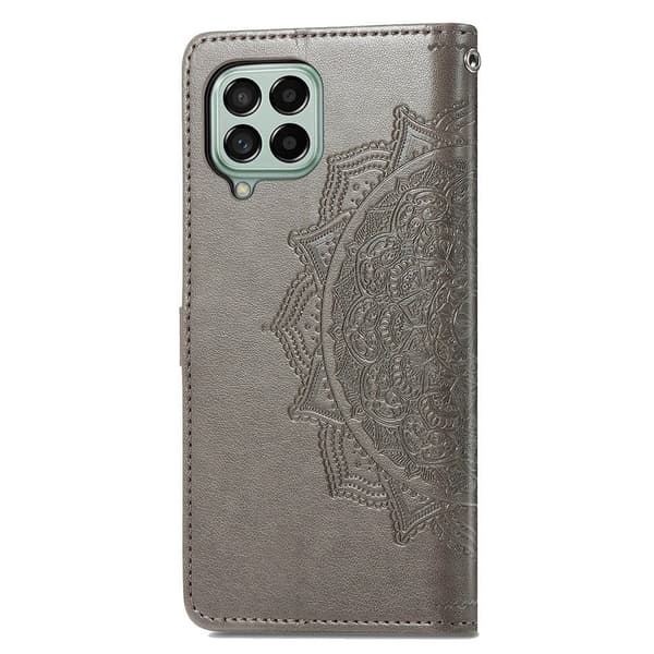 Mandala Samsung Galaxy M53 5G etui i lær - Grå Silver grey