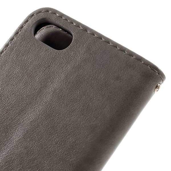 Butterfly iPhone 8 / iPhone 7 Læderetui - Sølv/Grå Silver grey