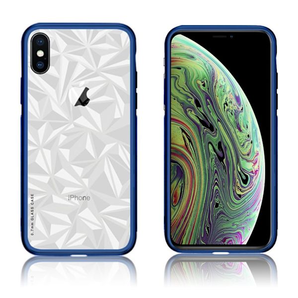 NXE iPhone XS combo etui med silketryk - Blå Blue