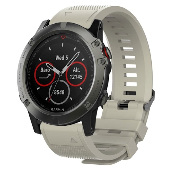 Garmin Fenix 5S silikoninen kellonauha - Harmaa Silver grey