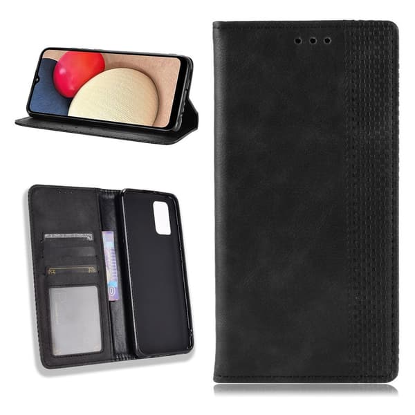 Bofink Vintage Samsung Galaxy A02s Lær Etui - Svart Black