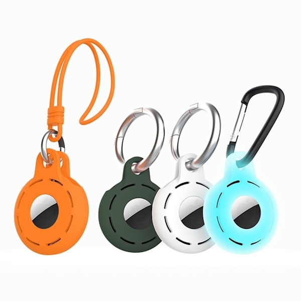 4 stk. AirTags-beskyttelsescover med strop og karabinhage - Orange / Midnatsblå / Hvid / Lysende Blå Multicolor