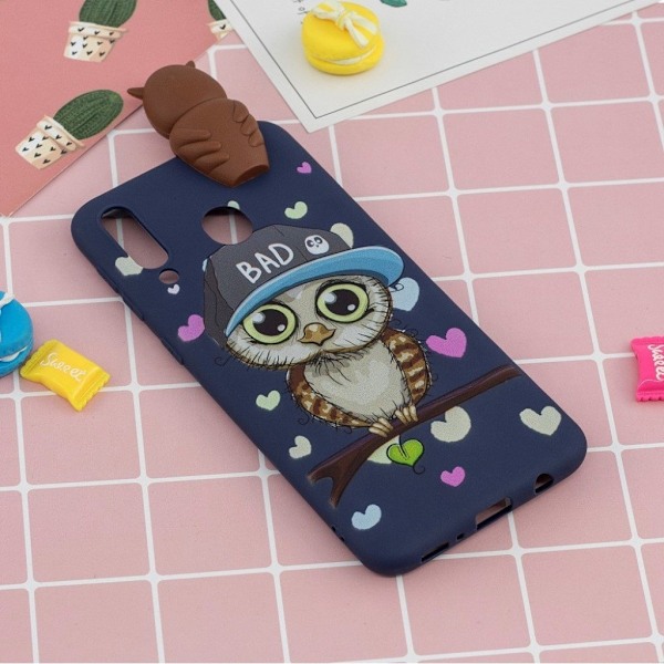 Cute 3D Samsung Galaxy A40 cover - Ugle med Kasket Multicolor