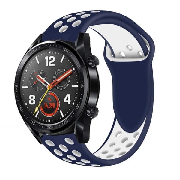 Huawei Watch GT blød silikone urrem - Blå/Hvid Blue