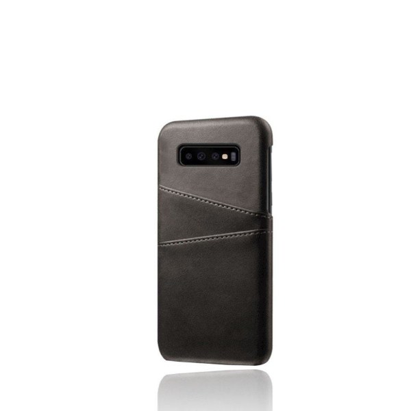 Samsung Galaxy S10 dobbelt kortholder læderetui - Sort Black