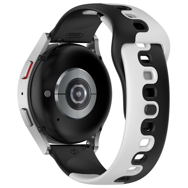 20mm Universal kaksivärinen silikonihihna - Musta / Harmaa Silver grey