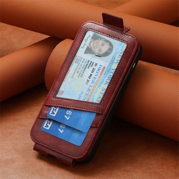 Vertical Flip Phone Etui med Zipper til Nokia X30 - Rød Red
