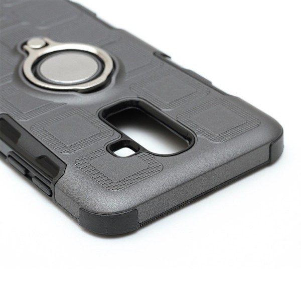 Samsung Galaxy J8 (2018) mobilskal plast silikon ringhållare utfällbart ben magnetiska bilhållare - Grå Silvergrå